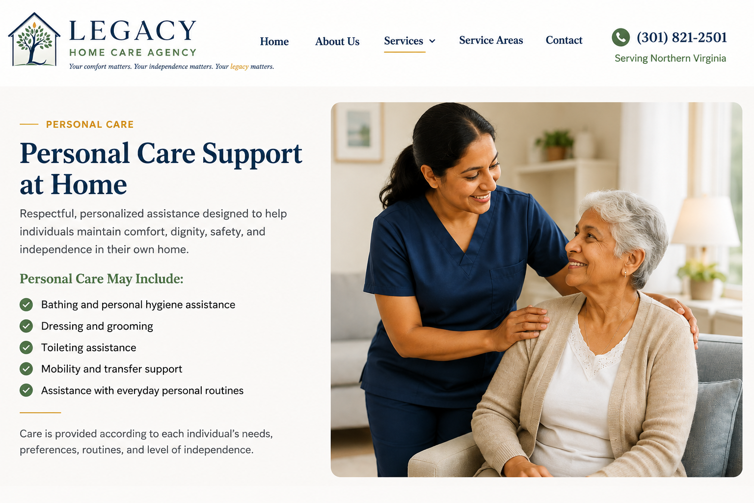 Personal care support at home