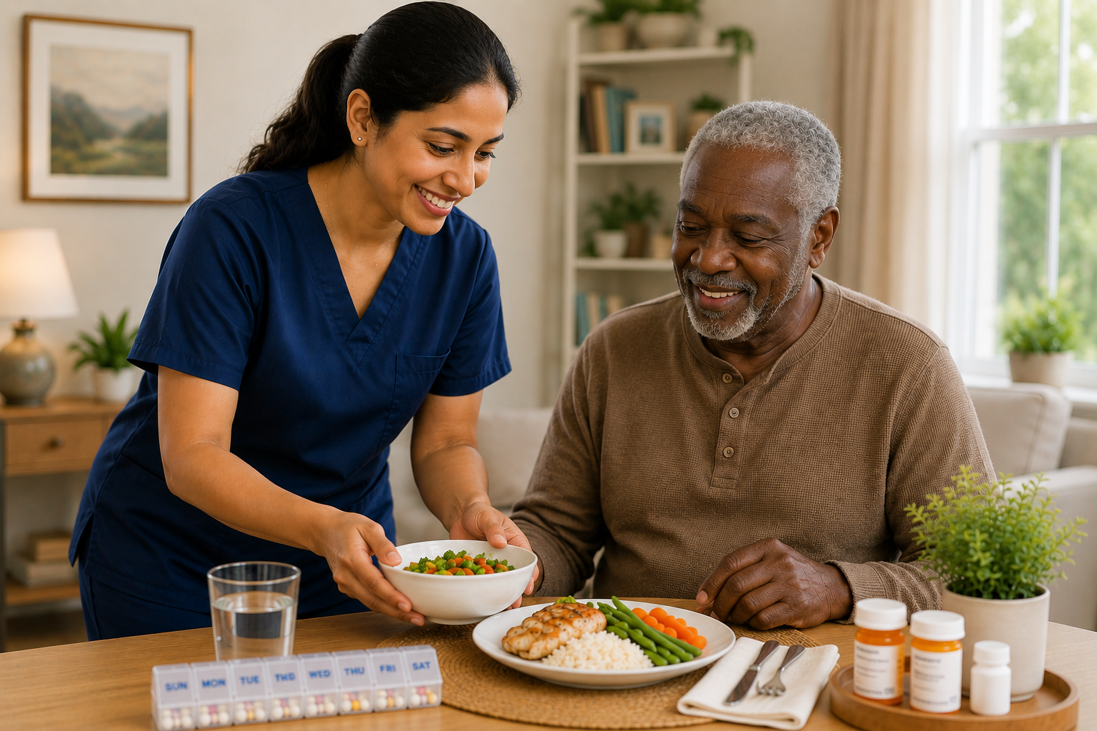 Caregiver providing daily living support at home